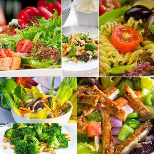 Salade collage samenstelling genest op frame — Stockfoto