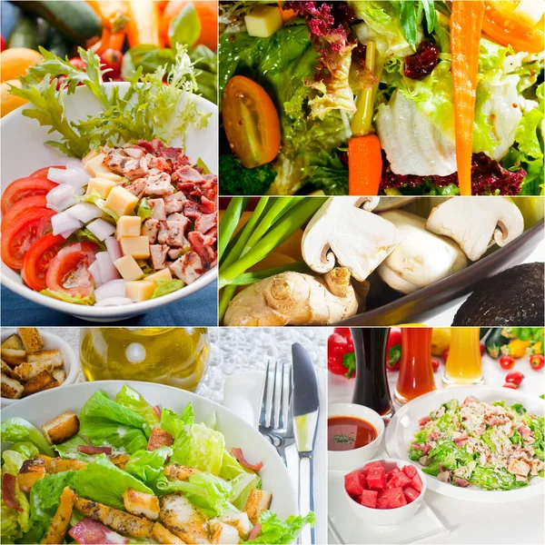Salade collage samenstelling genest op frame — Stockfoto