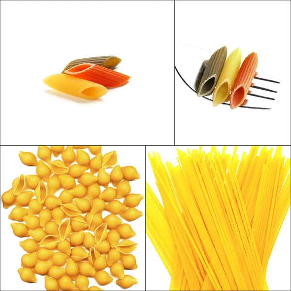 Verschillende soort Italiaanse pasta collage — Stockfoto