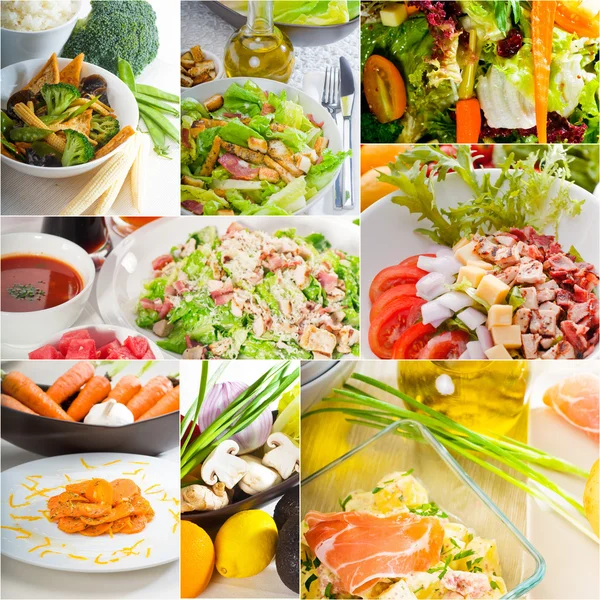 Salad collage composition nested on frame Royalty Free Stock Photos