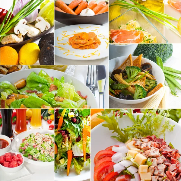 Salade collage samenstelling genest op frame — Stockfoto