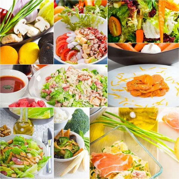 Salade collage samenstelling genest op frame — Stockfoto