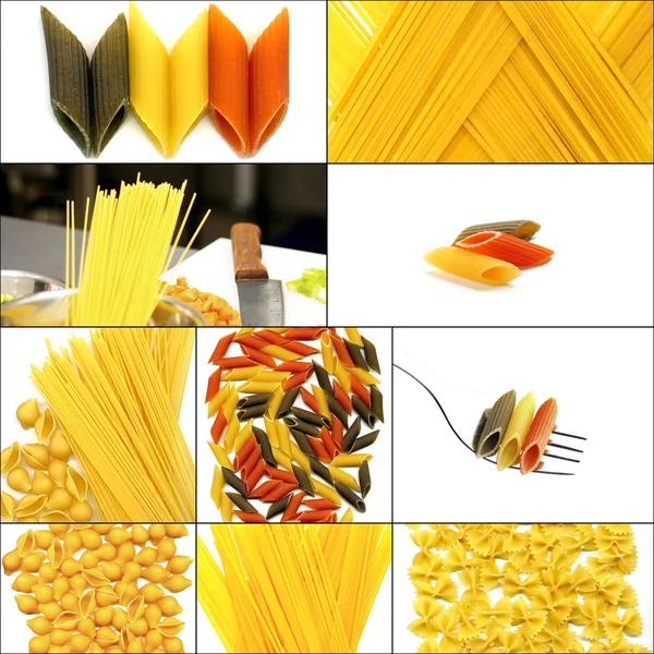 Verschillende soort Italiaanse pasta collage — Stockfoto