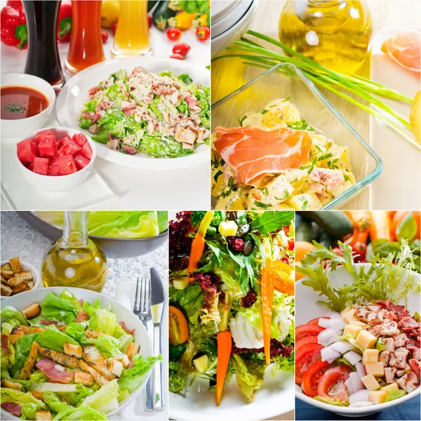Salat Collage Komposition auf Rahmen geschachtelt — Stockfoto