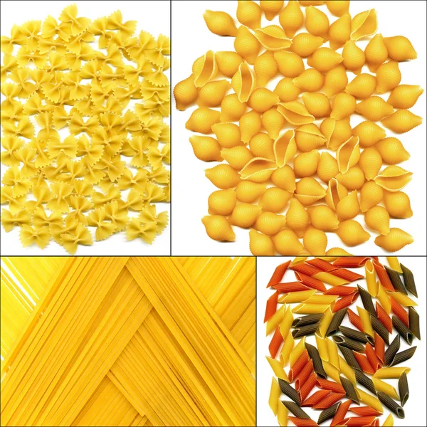 Verschillende soort Italiaanse pasta collage — Stockfoto