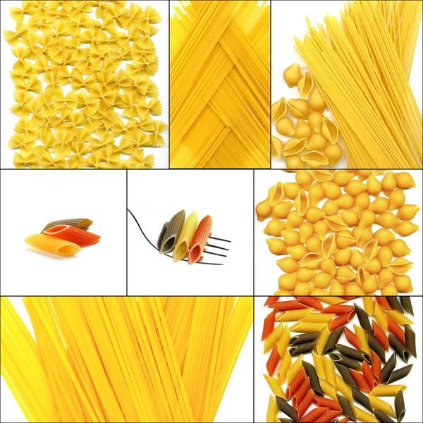 Verschillende soort Italiaanse pasta collage — Stockfoto