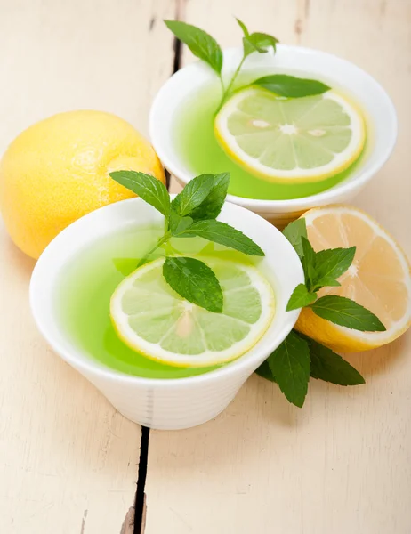 Mint infusion tea tisane with lemon — Stock Photo, Image