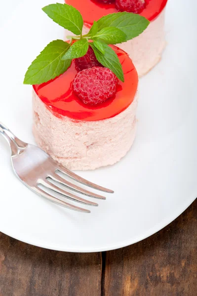 Fresh raspberry cake mousse dessert Stock Photo