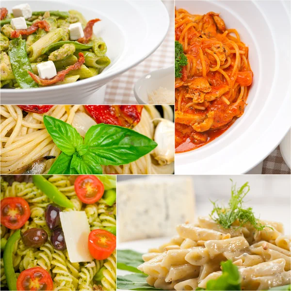 Sammlung verschiedener Arten italienischer Pasta-Collage — Stockfoto