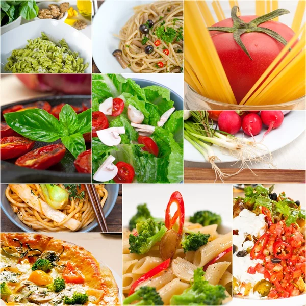 Zdravé vegetariánské veganské jídlo koláž — Stock fotografie