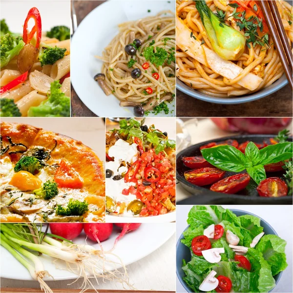 Gesunde vegetarische vegane Kost Collage — Stockfoto