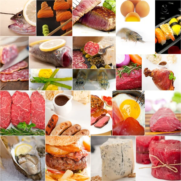 Proteinrik mat samling collage — Stockfoto