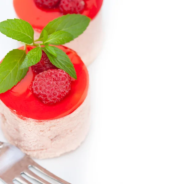 Fresh raspberry cake mousse dessert — Stock Photo, Image