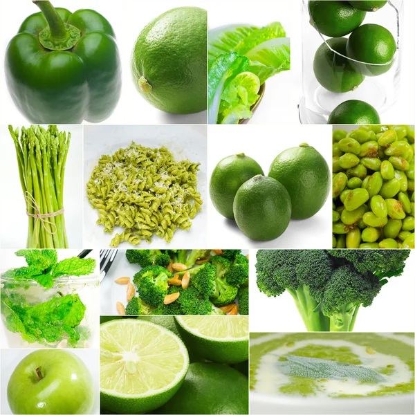 Collage alimentaire sain vert collection — Photo