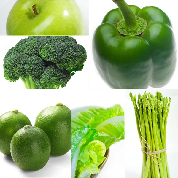 Green healthy food collage collection — Stock Photo, Image