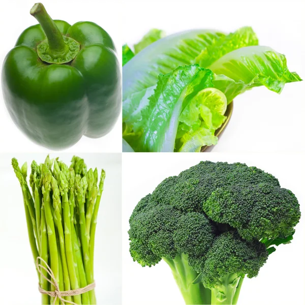 Green healthy food collage collection — Stock Photo, Image