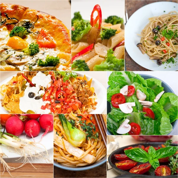 Collage di cibo vegano vegetariano sano — Foto Stock