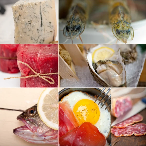 Collage di raccolta di alimenti ricchi di proteine — Foto Stock