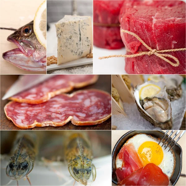 High protein food collection collage — Stock Photo, Image