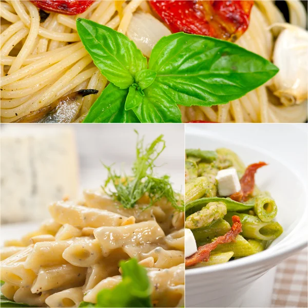 Sammlung verschiedener Arten italienischer Pasta-Collage — Stockfoto