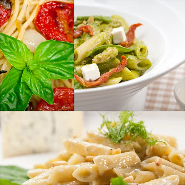 Sammlung verschiedener Arten italienischer Pasta-Collage — Stockfoto