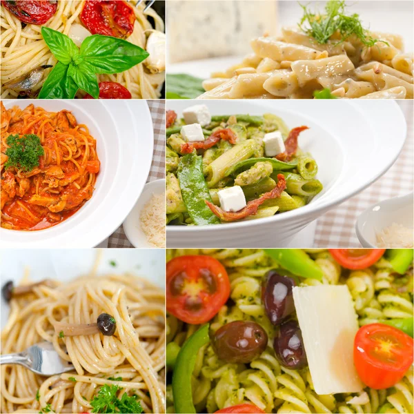 Collection of different type of Italian pasta collage — Stock Photo, Image
