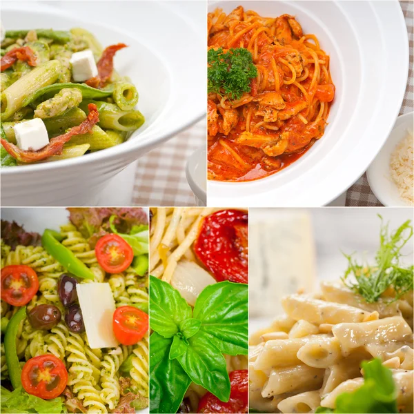 Raccolta di diversi tipi di collage di pasta italiana — Foto Stock
