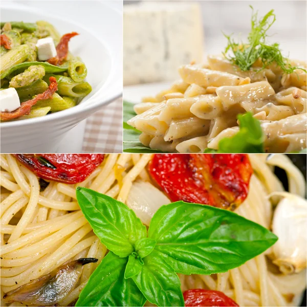 Sammlung verschiedener Arten italienischer Pasta-Collage — Stockfoto