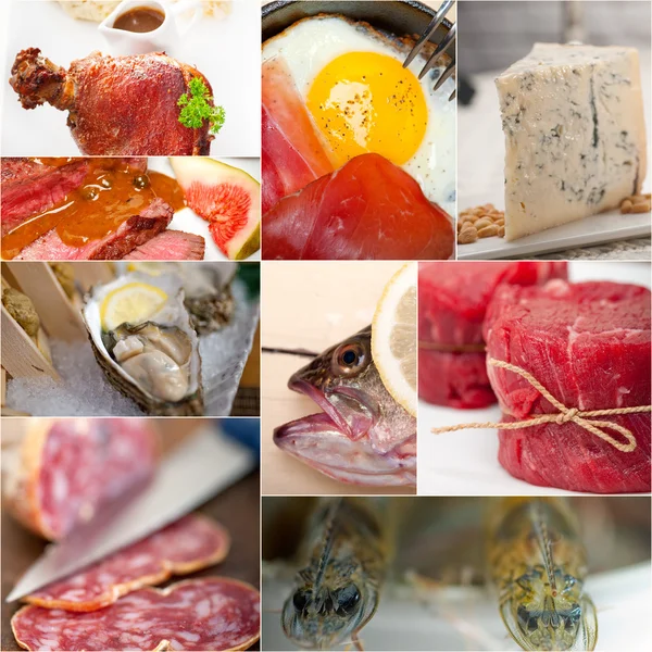 High protein food collection collage — Stock Photo, Image