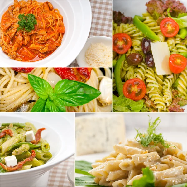 Sammlung verschiedener Arten italienischer Pasta-Collage — Stockfoto