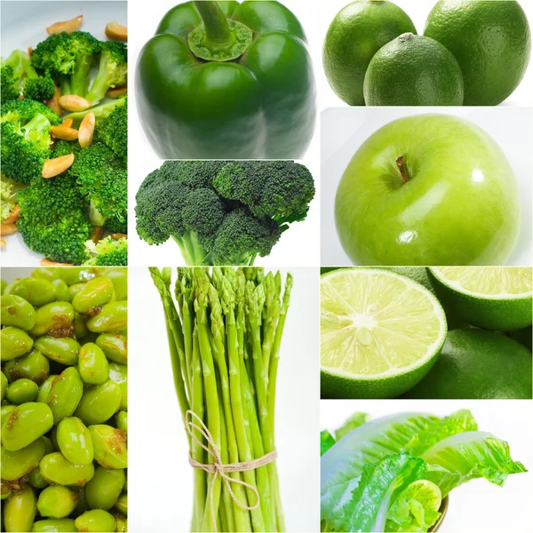 Colección de collage de alimentos sanos verdes — Foto de Stock