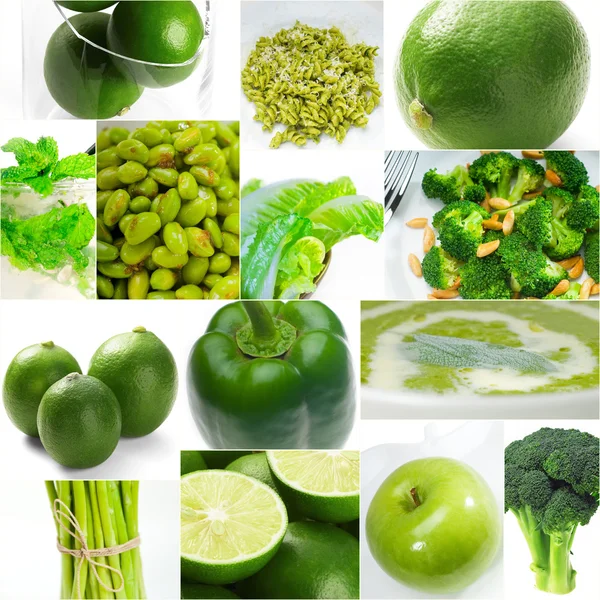 绿色健康食品拼贴集合 — 图库照片