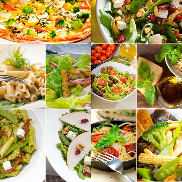 Gezond en lekker Italiaans eten collage — Stockfoto