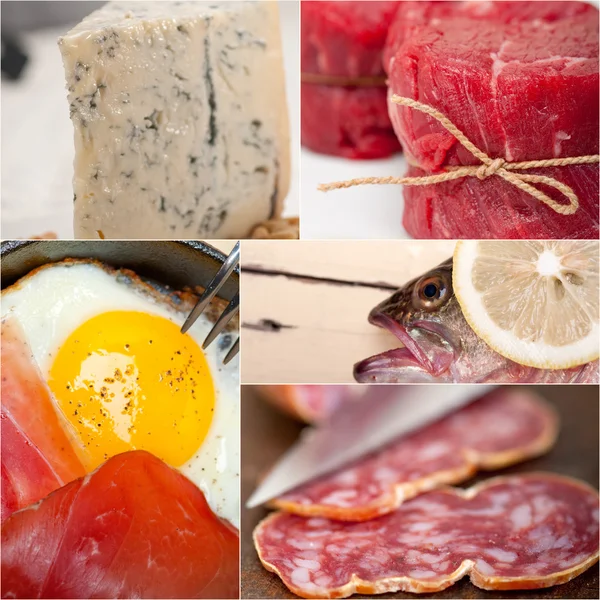 High protein food collection collage — Stock Photo, Image