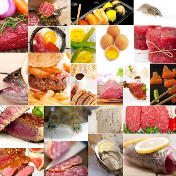 Proteinrik mat samling collage — Stockfoto