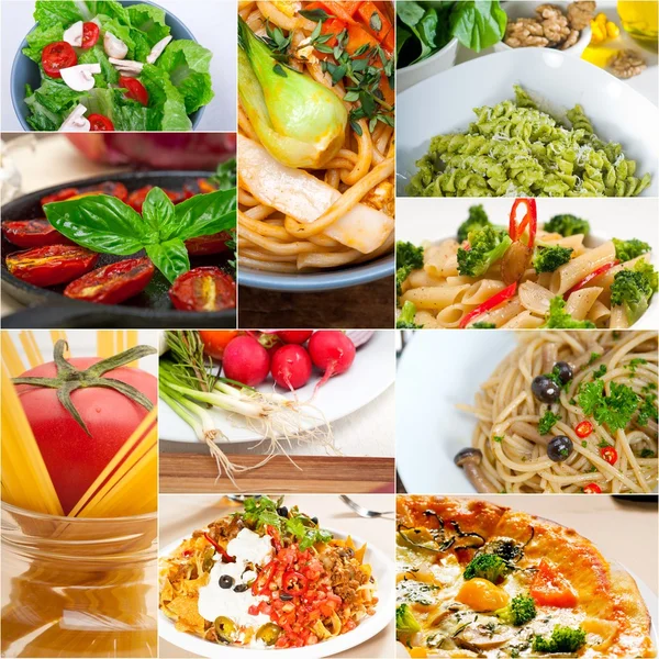 Gesunde vegetarische vegane Kost Collage — Stockfoto