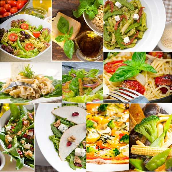 Comida italiana sana y sabrosa collage — Foto de Stock