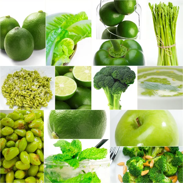 Green healthy food collage collection — Stock Photo, Image
