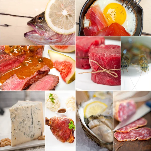 High protein food collection collage — Stock Photo, Image