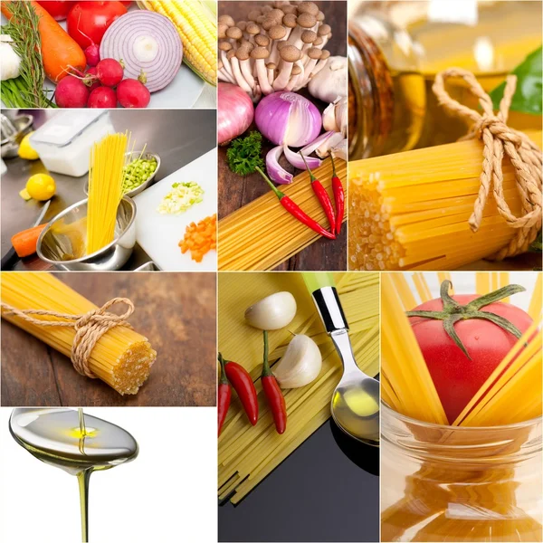 Egészséges vegetáriánus vegán étel kollázs — Stock Fotó