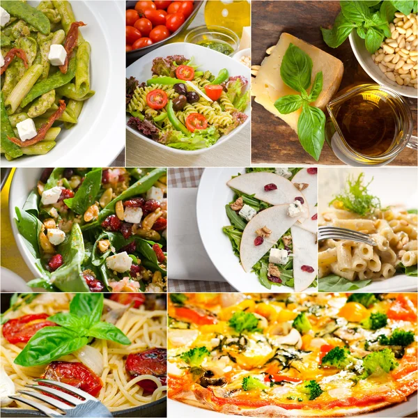 Gezond en lekker Italiaans eten collage — Stockfoto