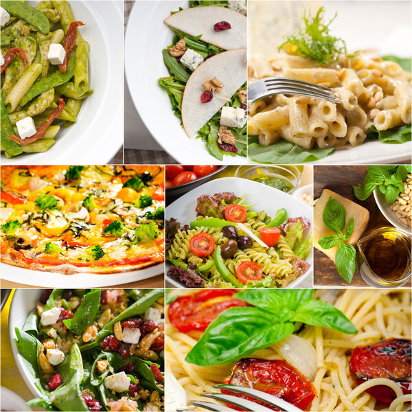 healthy and tasty Italian food collage
