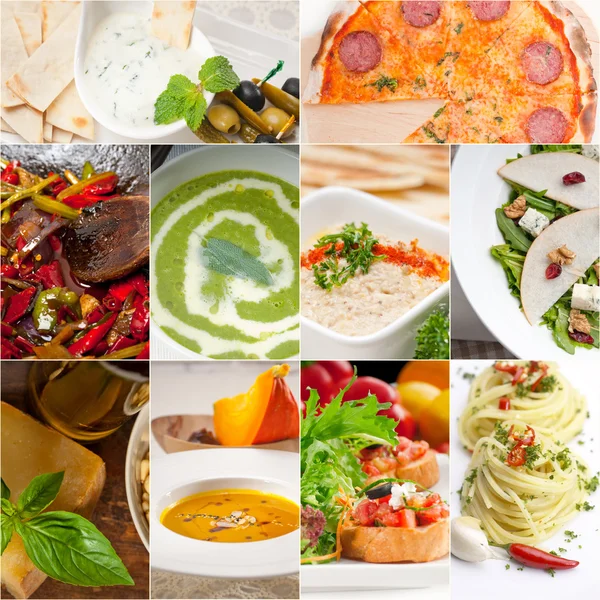 Sano e gustoso collage alimentare italiano — Foto Stock
