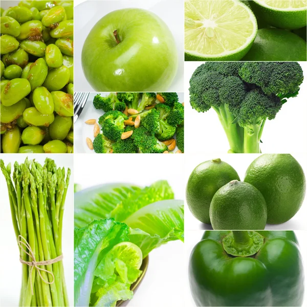 Green healthy food collage collection — Stock Photo, Image