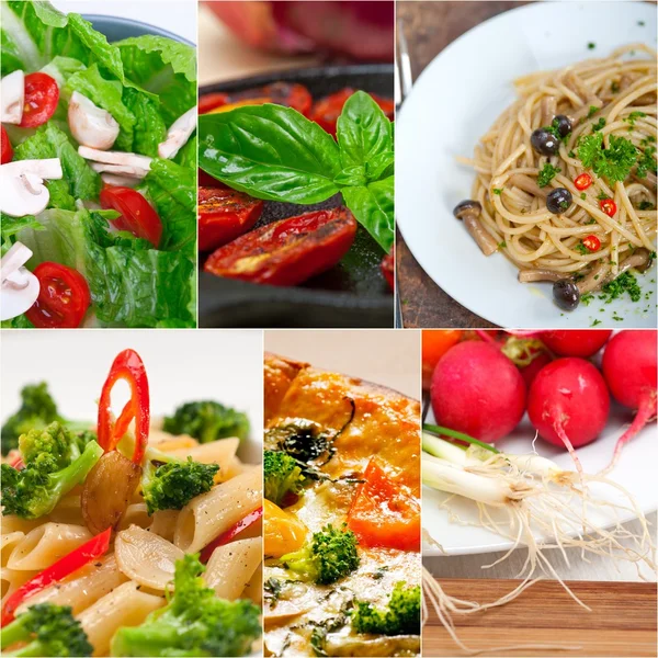 Collage di cibo vegano vegetariano sano — Foto Stock