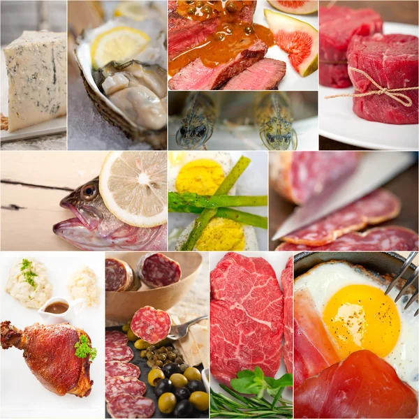 High protein food collection collage — Stock Photo, Image