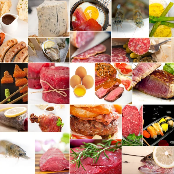 Proteinrik mat samling collage — Stockfoto