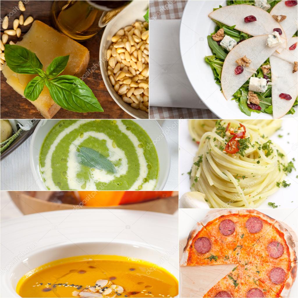 healthy and tasty Italian food collage