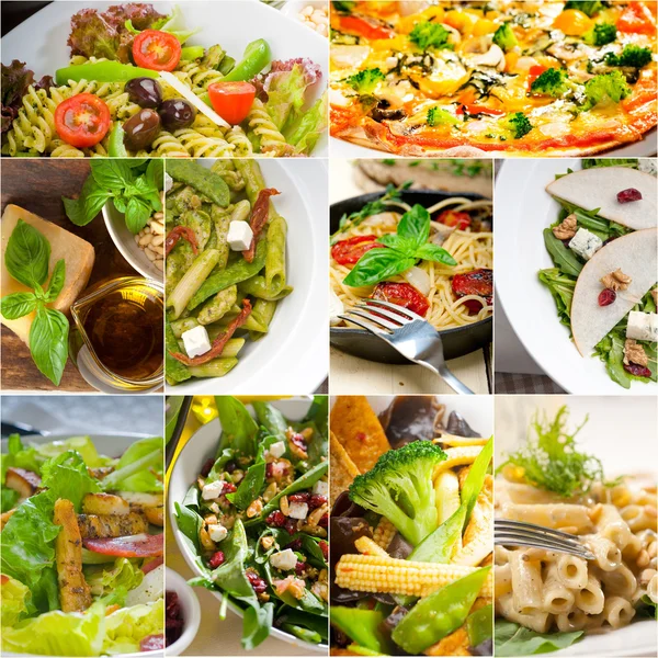Zdravé a chutné italské jídlo koláž — Stock fotografie