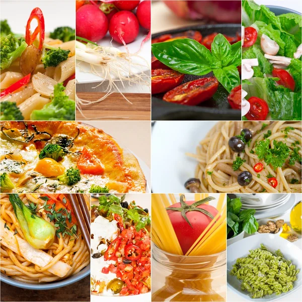 Gesunde vegetarische vegane Kost Collage — Stockfoto